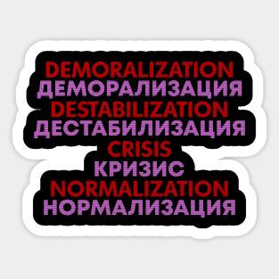 Demoralization Destabilization Crisis Normalization red purple Sticker